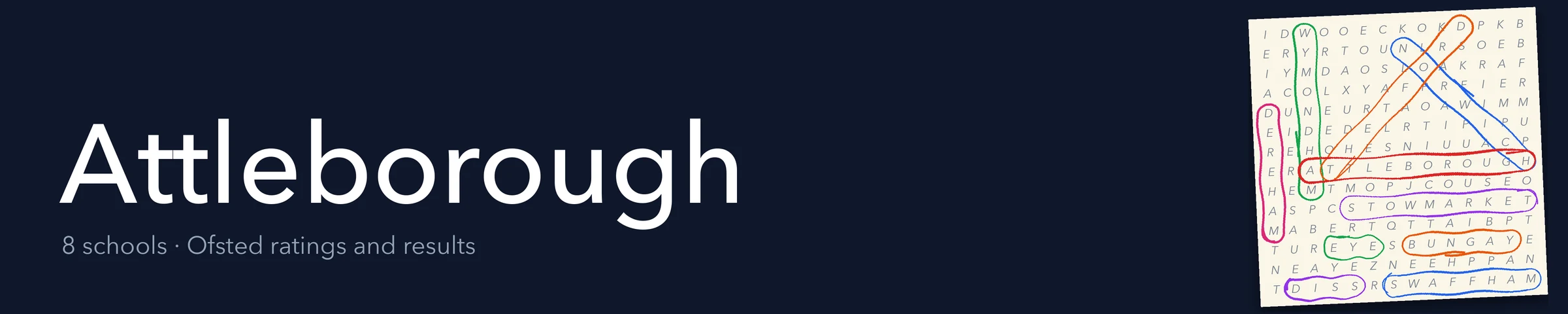 A word search hiding Attleborough and its nearest neighbours
