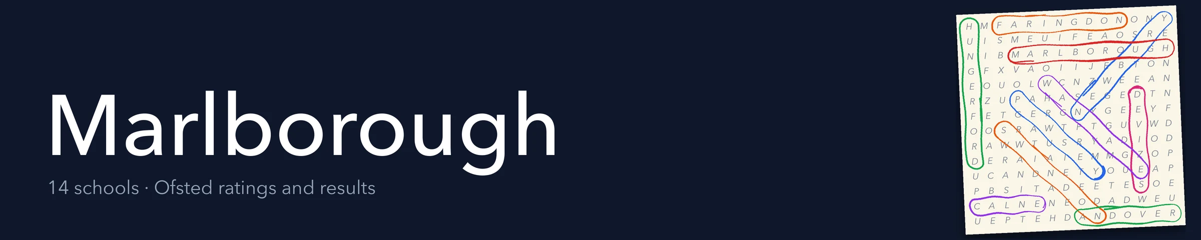 A word search hiding Marlborough and its nearest neighbours