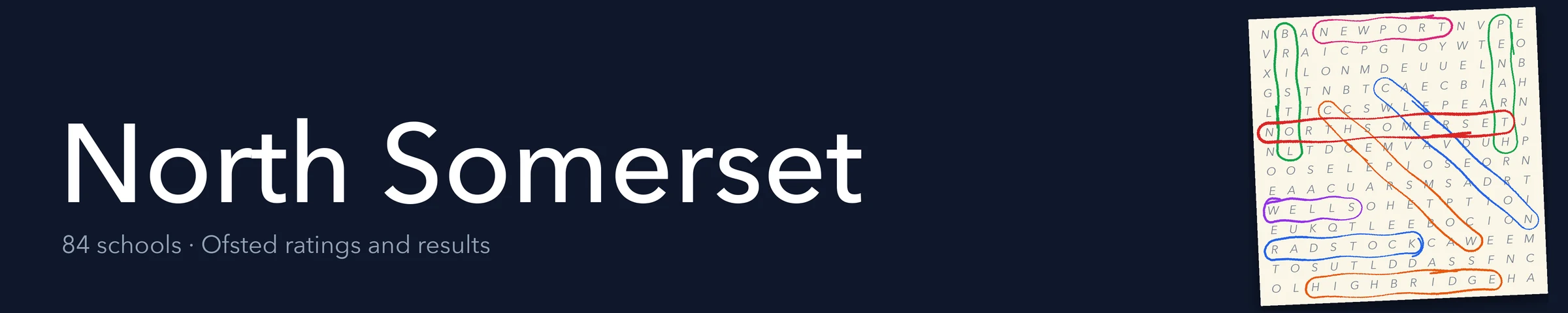 A word search hiding North Somerset and its nearest neighbours