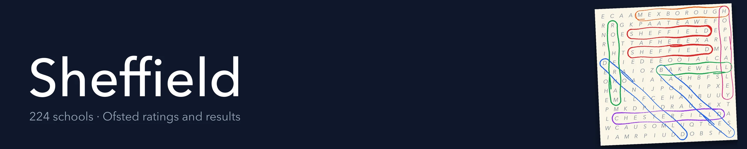 A word search hiding Sheffield and its nearest neighbours