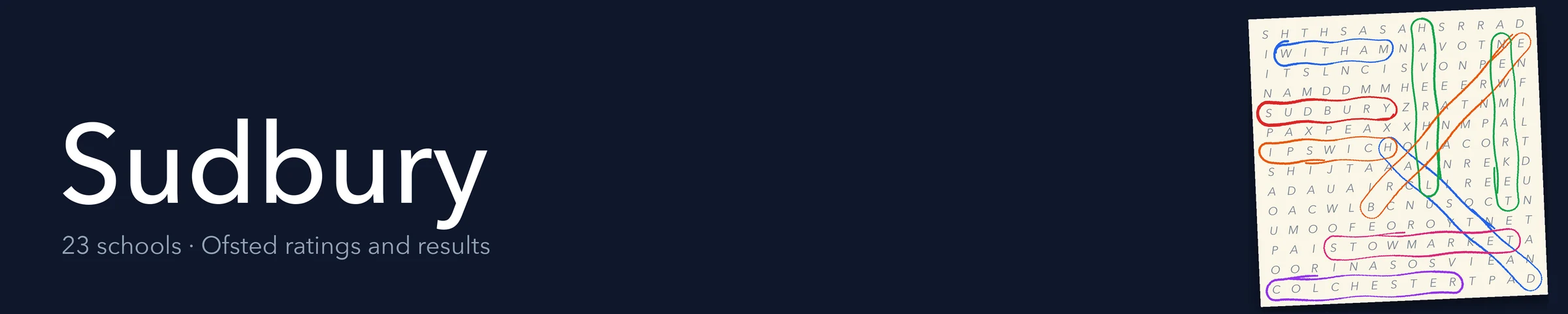 A word search hiding Sudbury and its nearest neighbours