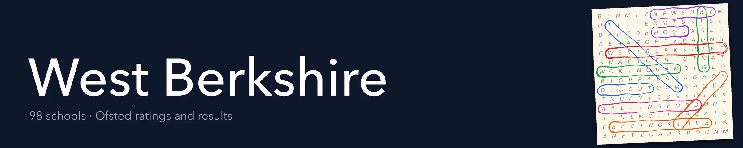 A word search hiding West Berkshire and its nearest neighbours